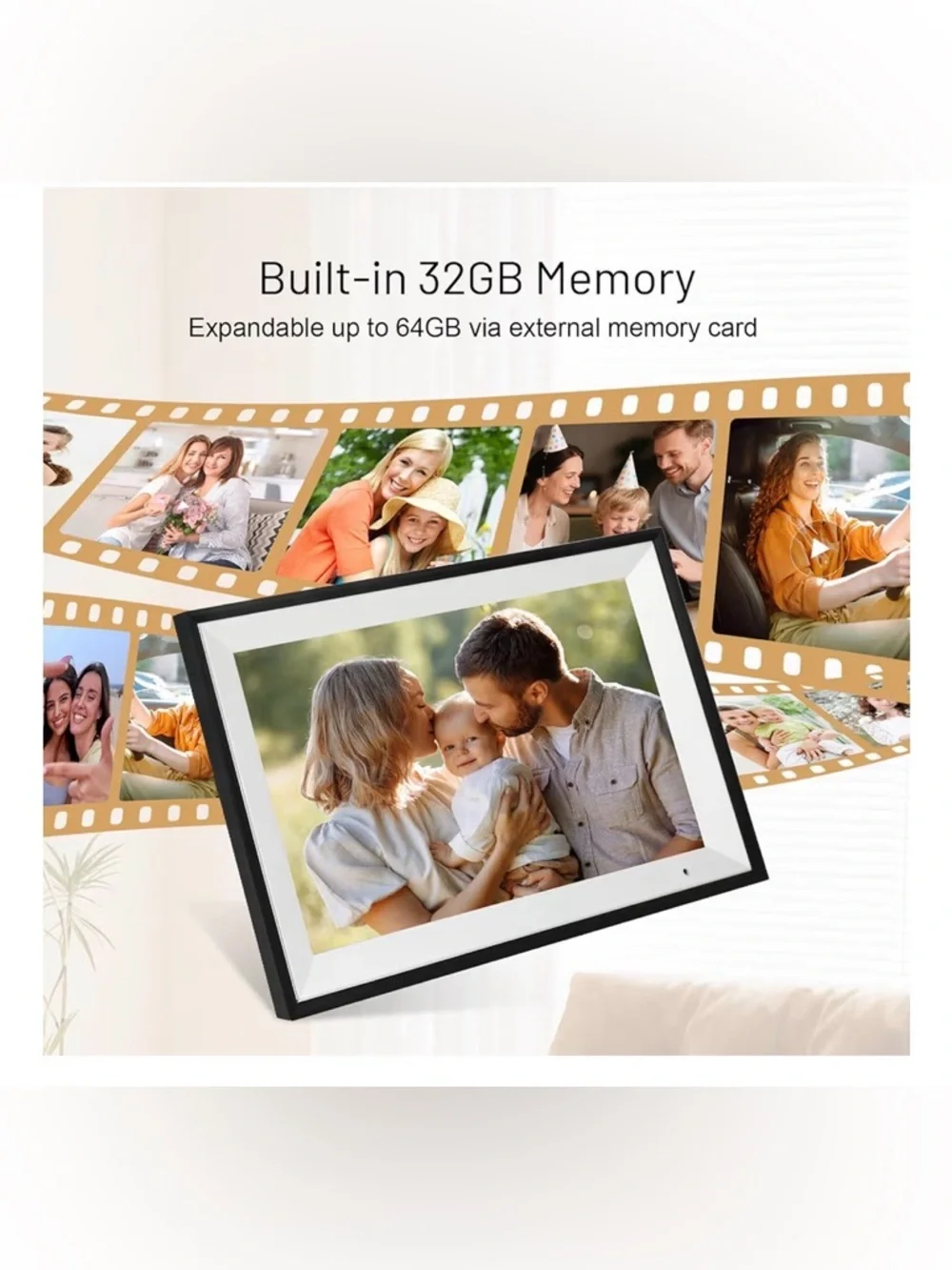 Digital Photo Frame with Black Frame - Smart WiFi Display